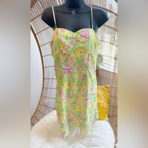 Cider Flowers On Grass Sweetheart Cami Dress Size Small Multicolor Lightweight